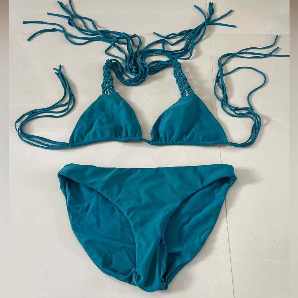 MIKOH SZ XL Venezuela Crotched triangle TOP AND BOTTOM  in Mist NWT